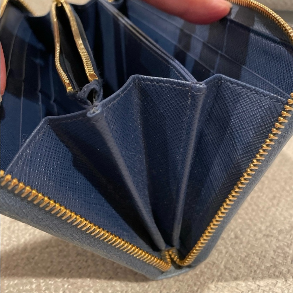 Prada bow Leather blue long wallet full zippy - Picture 10 of 12